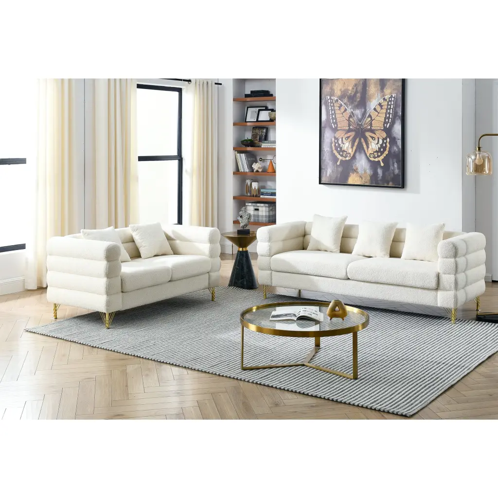 3 Seater 2 Seater Combination Sofa White Teddy Ivory Primary Living Room welike furniture