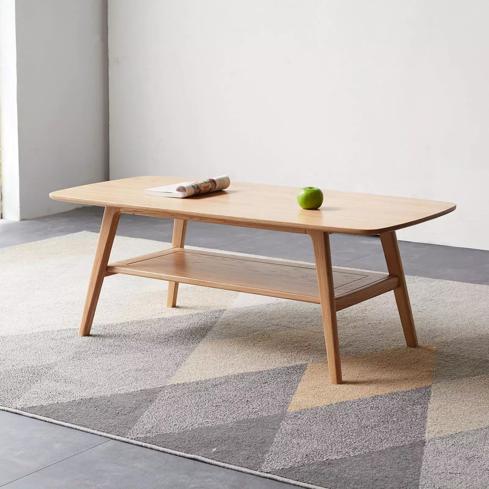 Center Table Low Solid Wood Coffee Desk 100x50x44cm Storage Shelf Natural Writing Desk CoSoTower