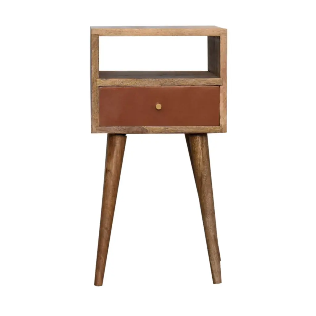 Mini Brick Red Hand Painted Solid Wood Bedside Table artisan furniture