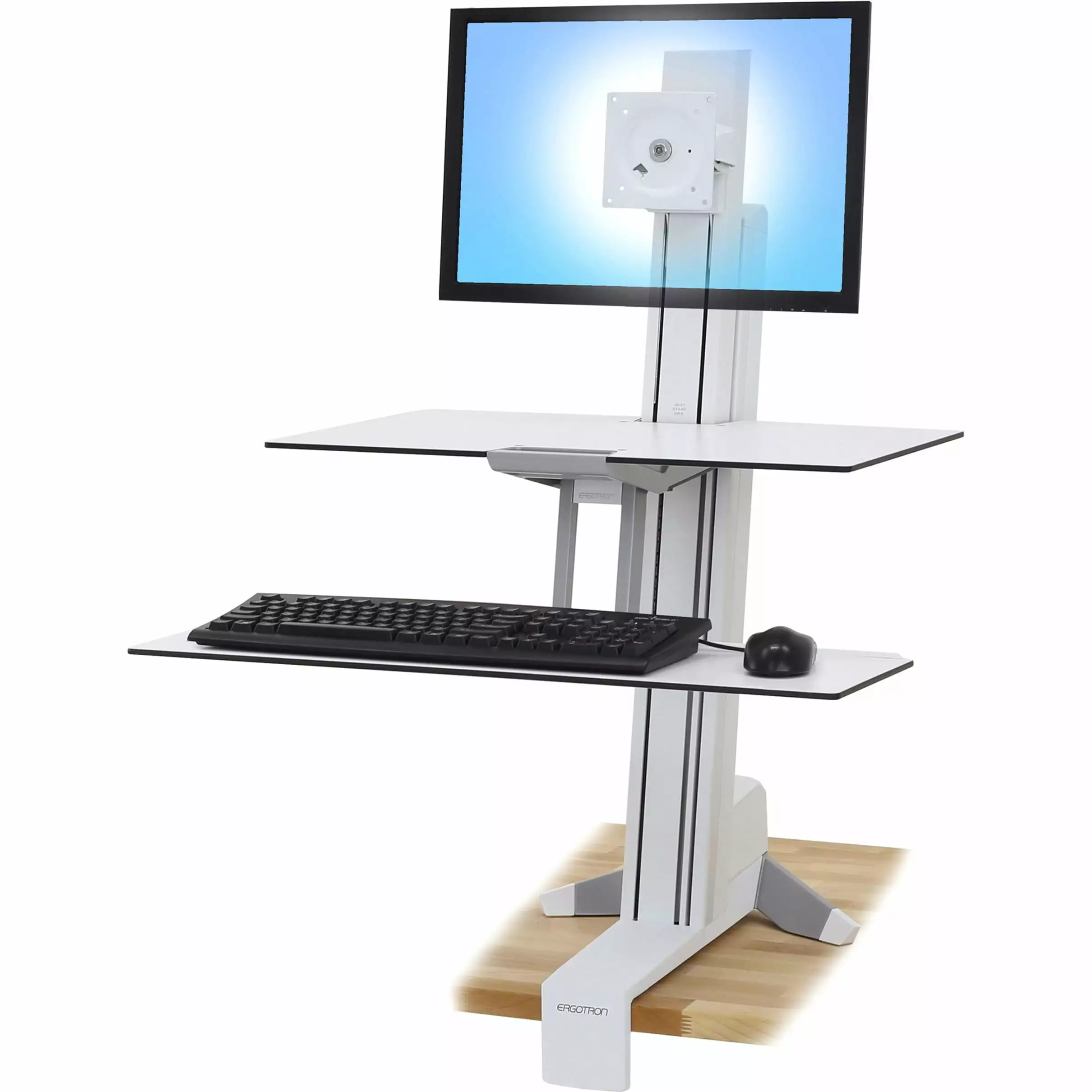 Ergotron WorkFit S Single LD Worksurface White Height Adjustable Standing Desk Converter