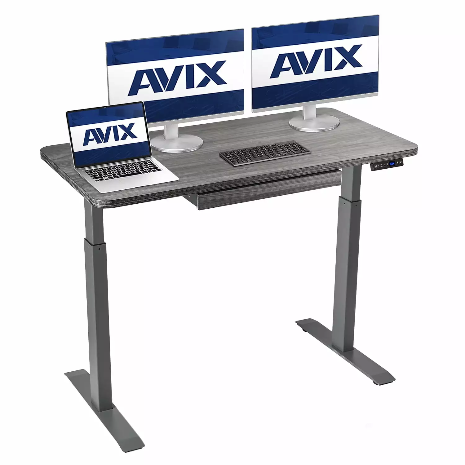 AVIX Dual Motor Electric Standing Desk Drawer 48 x 24 Whole Piece Sit-Stand Desk USB Charging Port 4 Memory Height Adjustm...