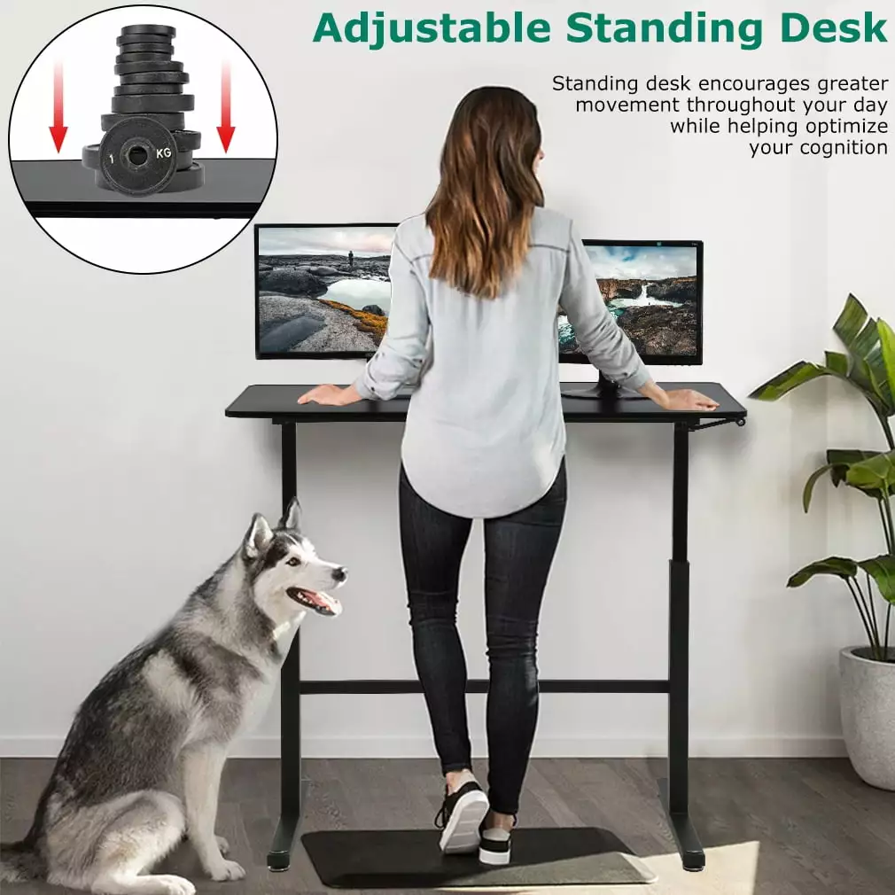 BestOffice Adjustable Standing Desk 47-inch Computer Desk Height Converter Black