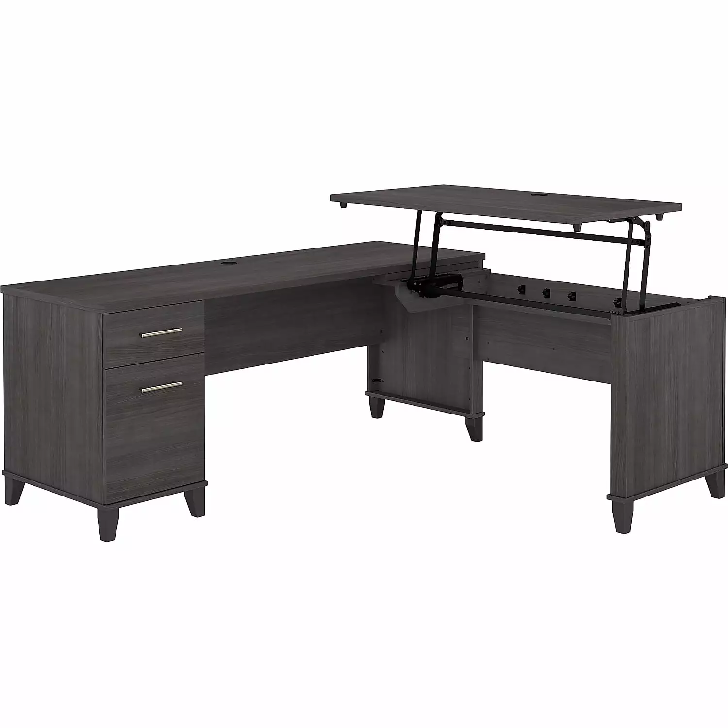Bush Furniture Somerset 72W Sit Stand L Shaped Desk Storm Gray - Adjustable Height Desk
