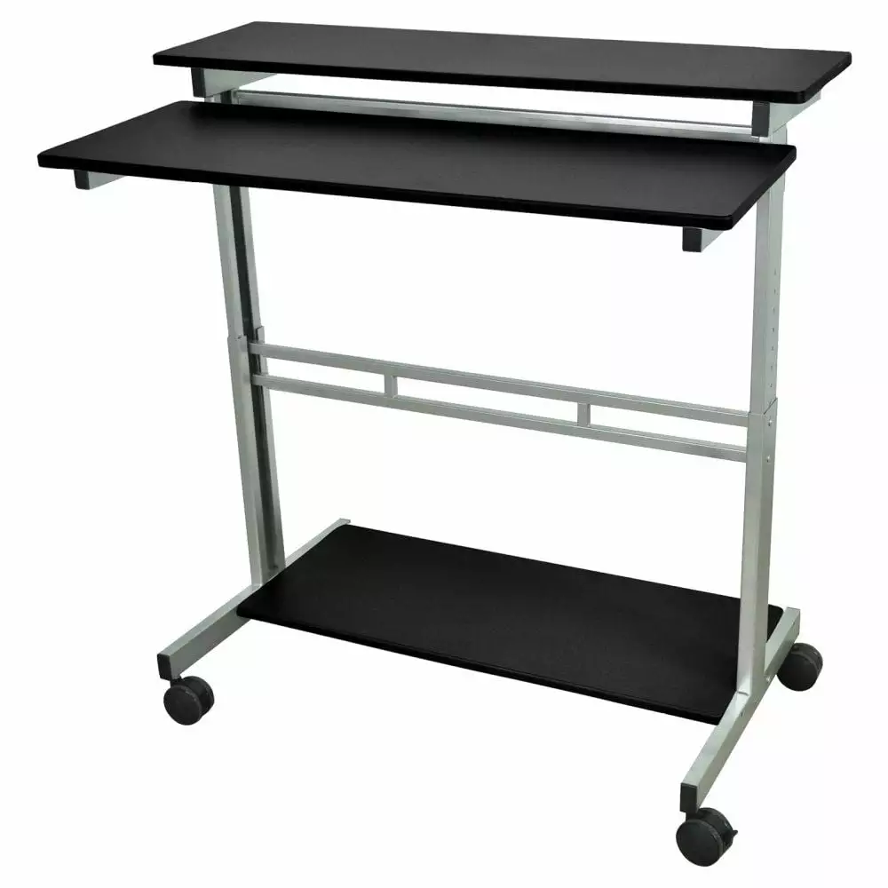 Mobile 40-inch Stand Up Computer Desk Black Adjustable Height Desk Fast Furnishing