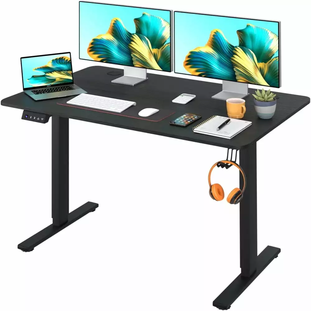 48 Inch Electric Adjustable Height Standing Desk Memory Functions Black Office Workstation FHWM2