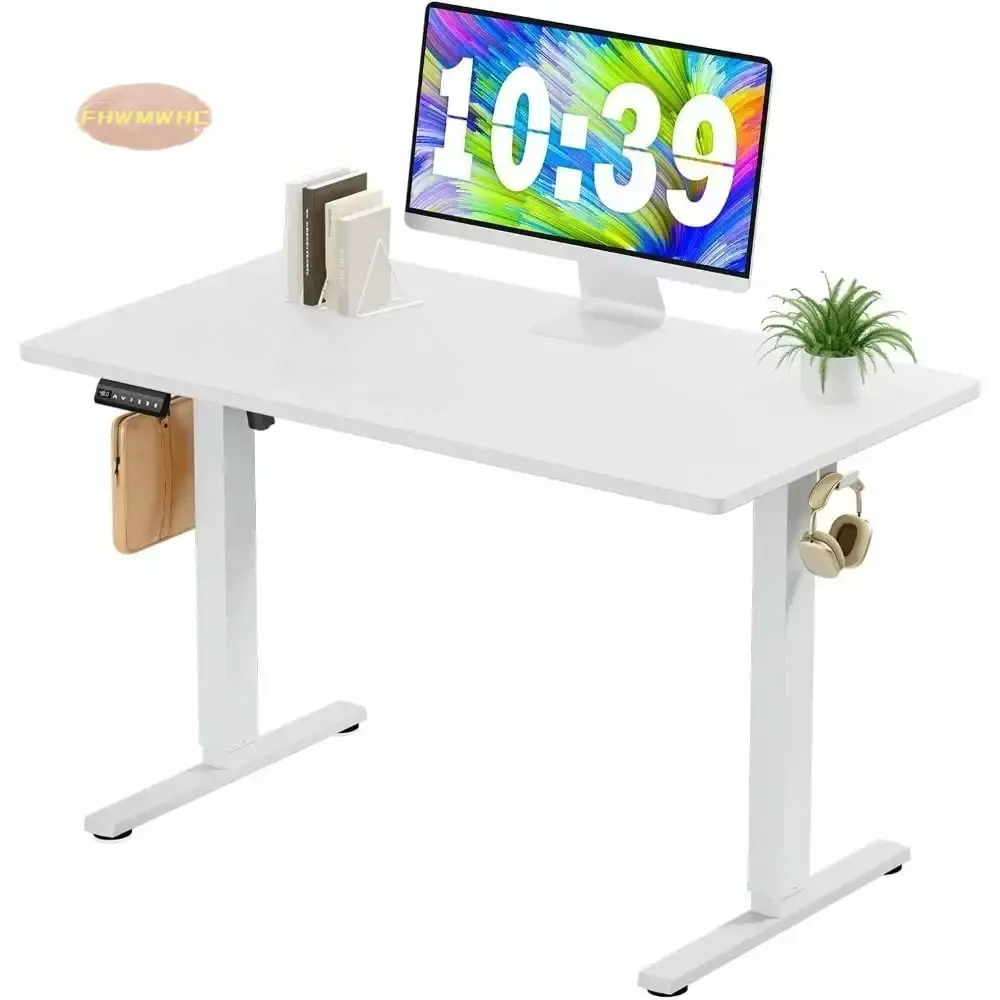 FHWMWHC Height Adjustable Standing Desk Hand Crank Sit Stand Home Office Workstation White