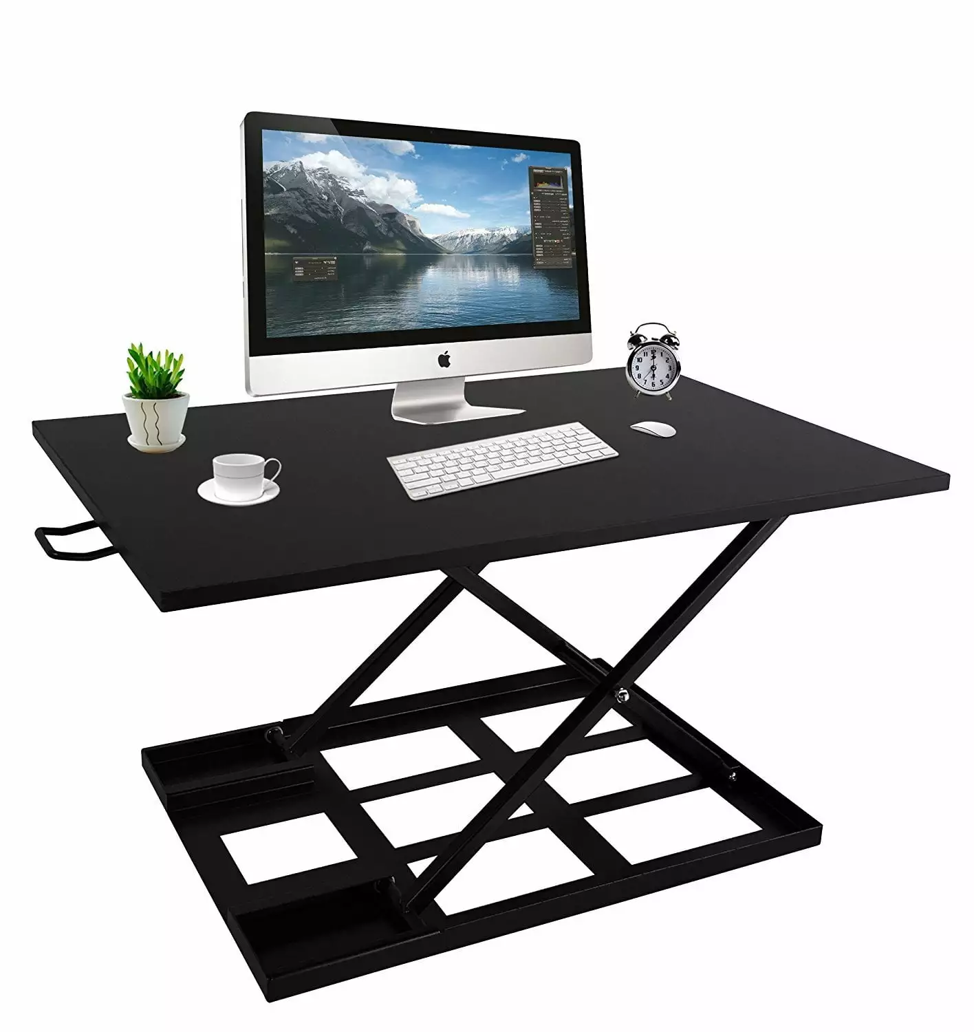 iSunnao Adjustable Standing Desk Sit Stand-Up Desk Converter Ergonomic Height Riser 32x22 Black