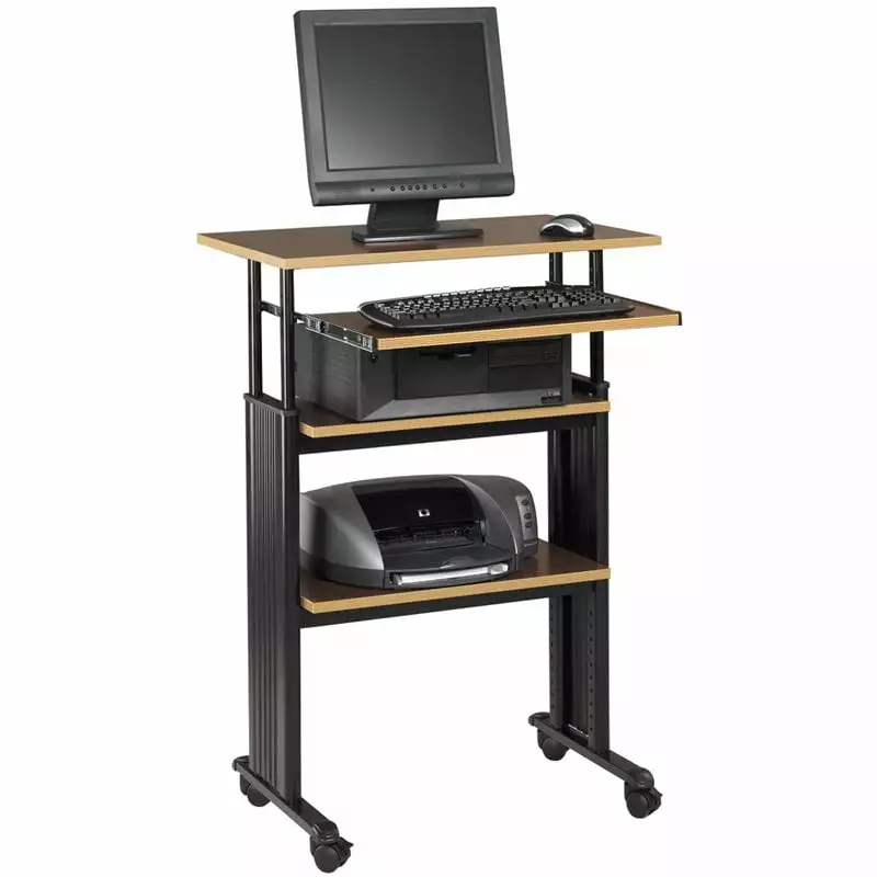 Kingfisher Lane Stand-Up Adjustable Height Workstation Cherry Wood Standing Desk Home Office