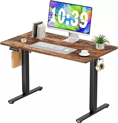 48x24 Inch Adjustable Height Electric Standing Desk Brown Home Office Kyspho