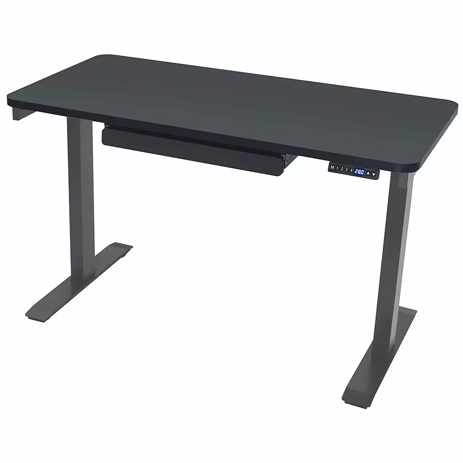 MotionWise Electric Height Adjustable Standing Desk 24x43x28-48 Black Top Office Desk