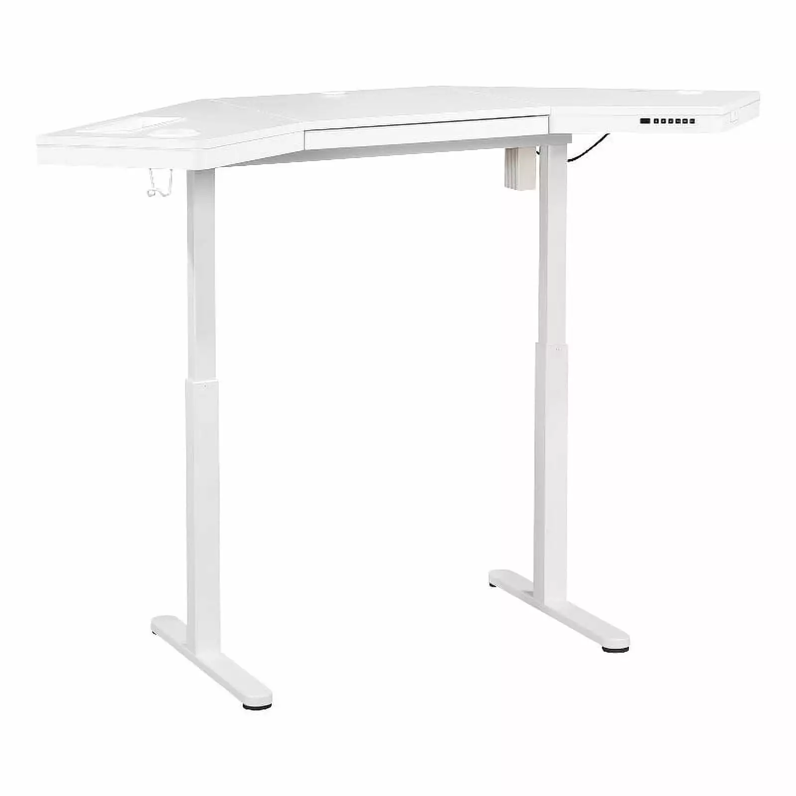 Stealth Sit-to-Stand Height Adjustable Corner Desk White Engineered Wood OSP Home Furnishings