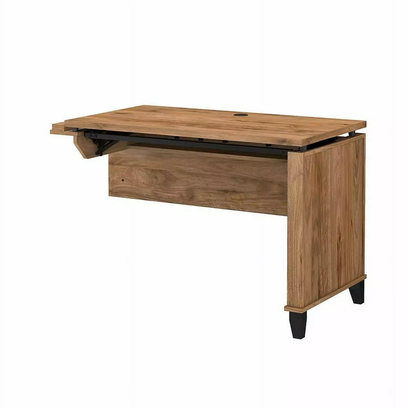 Pemberly Row Engineered Wood 42W 3 Position Sit to Stand Return Fresh Walnut Adjustable Desk