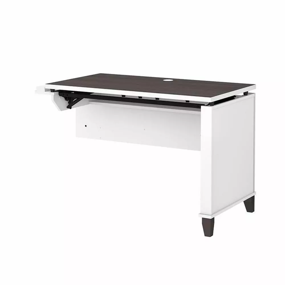 Pemberly Row Engineered Wood 3 Position Sit to Stand Return Desk White & Storm Gray