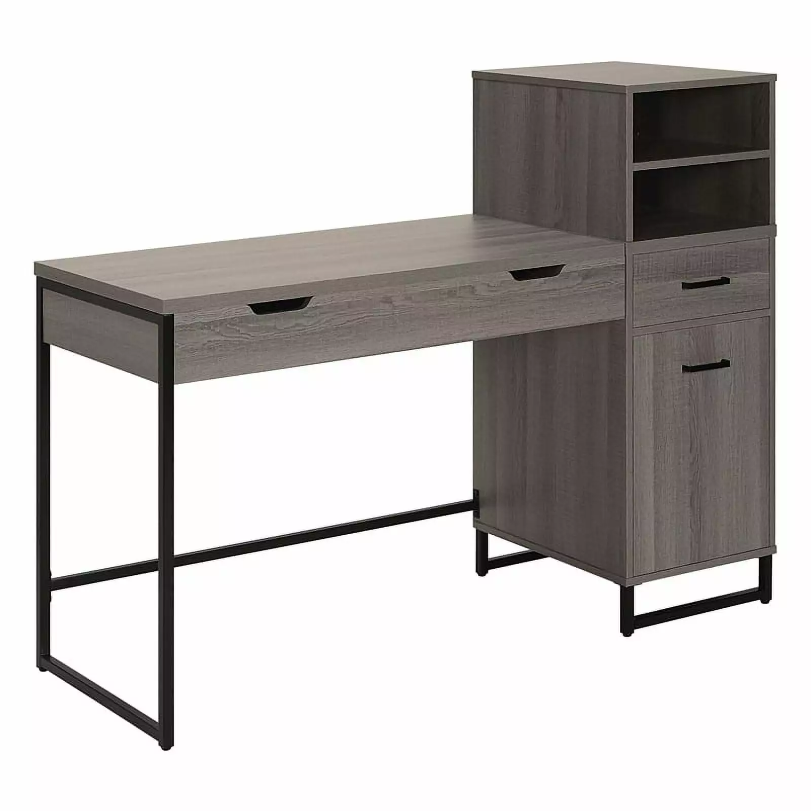 Pemberly Row Lane Worksmart Sit-To-Stand Desk Farm Oak Engineered Wood