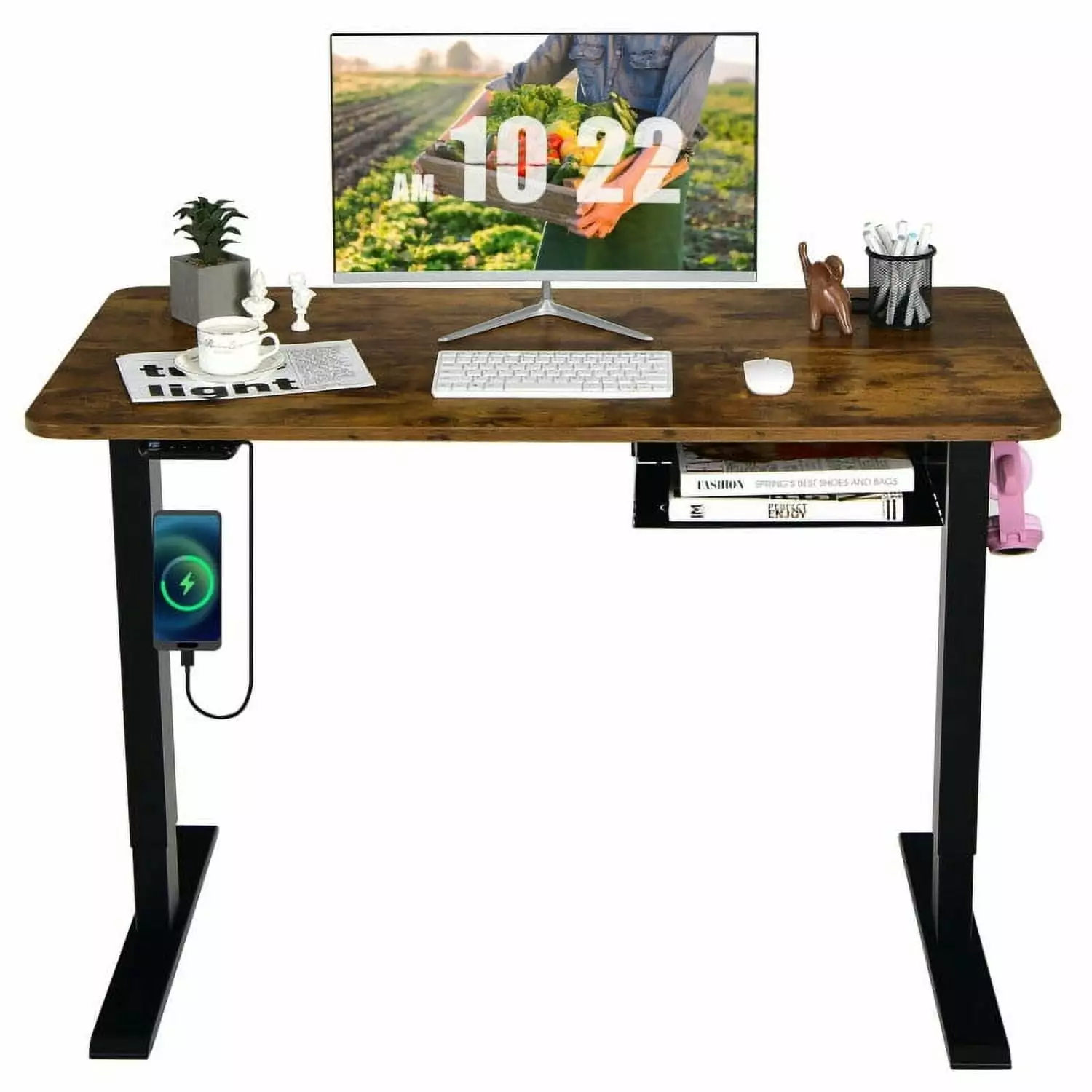Resenkos 48-inch Electric Height Adjustable Standing Desk - Rustic Brown
