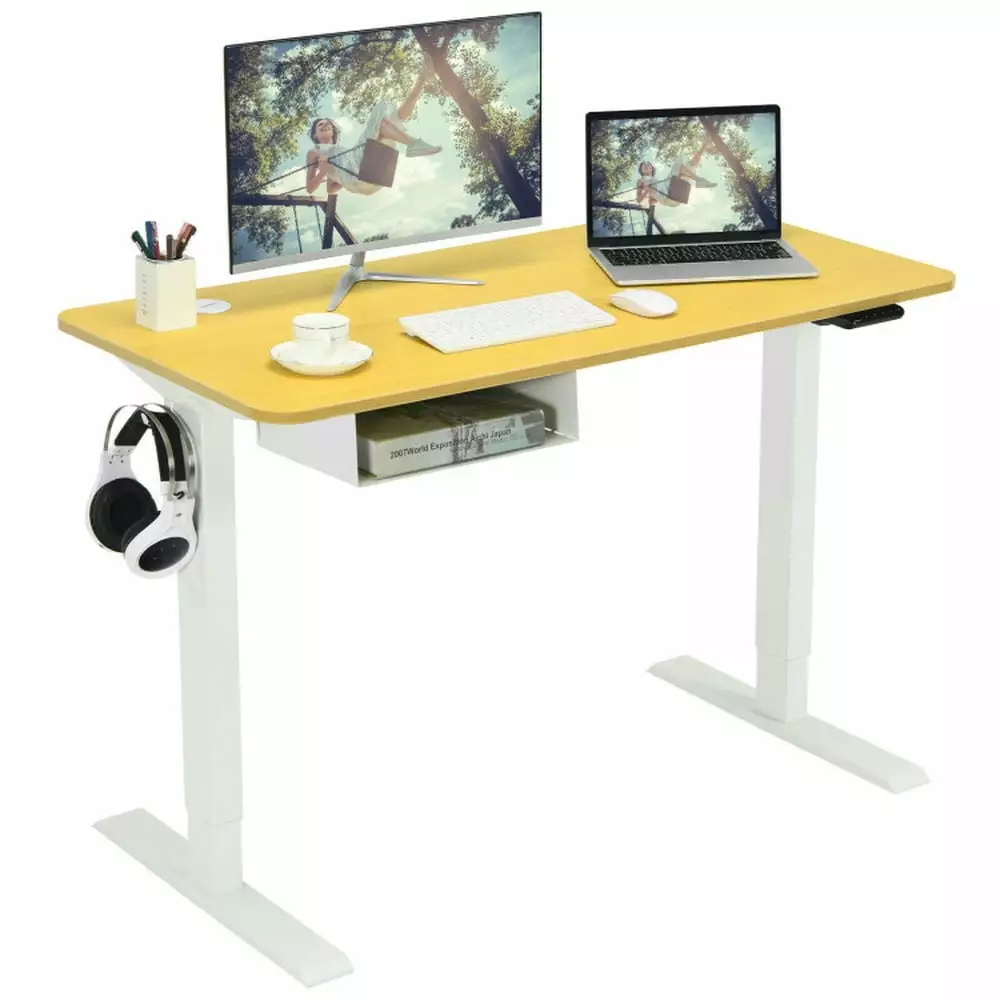 Resenkos 48 Inch Electric Standing Adjustable Desk USB Port Natural Finish
