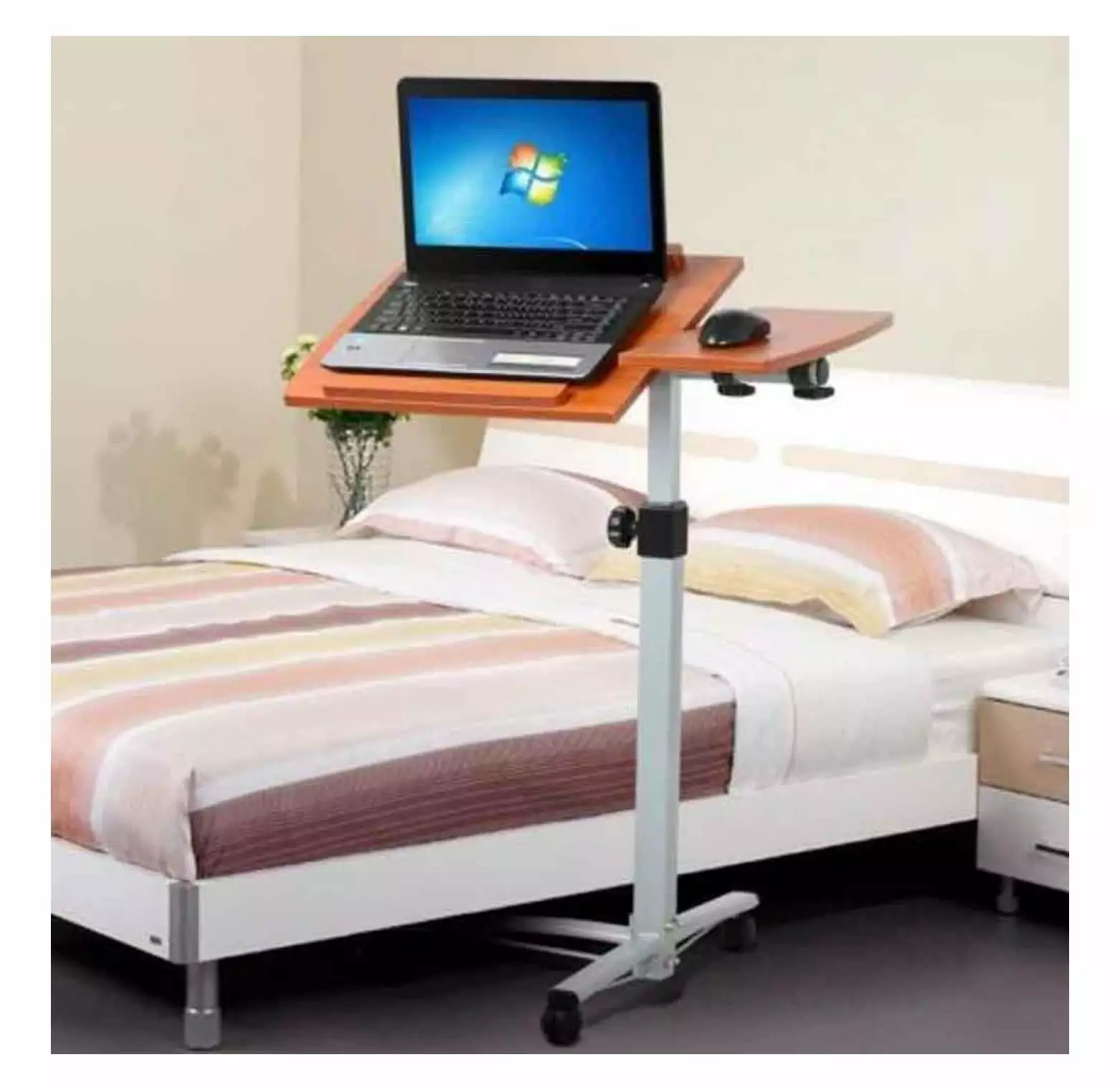 Rongfun Adjustable Height Stand Up Laptop Table Lift Computer Desk Rolling Workstation Mobile