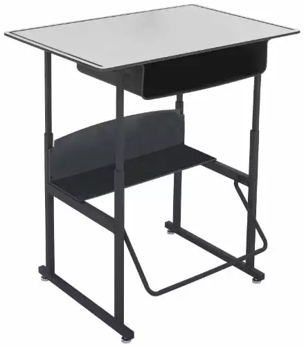 Safco Products 1209GR Alphabetter Stand-Up Desk Swinging Footrest - 36x24 Black Premium Top