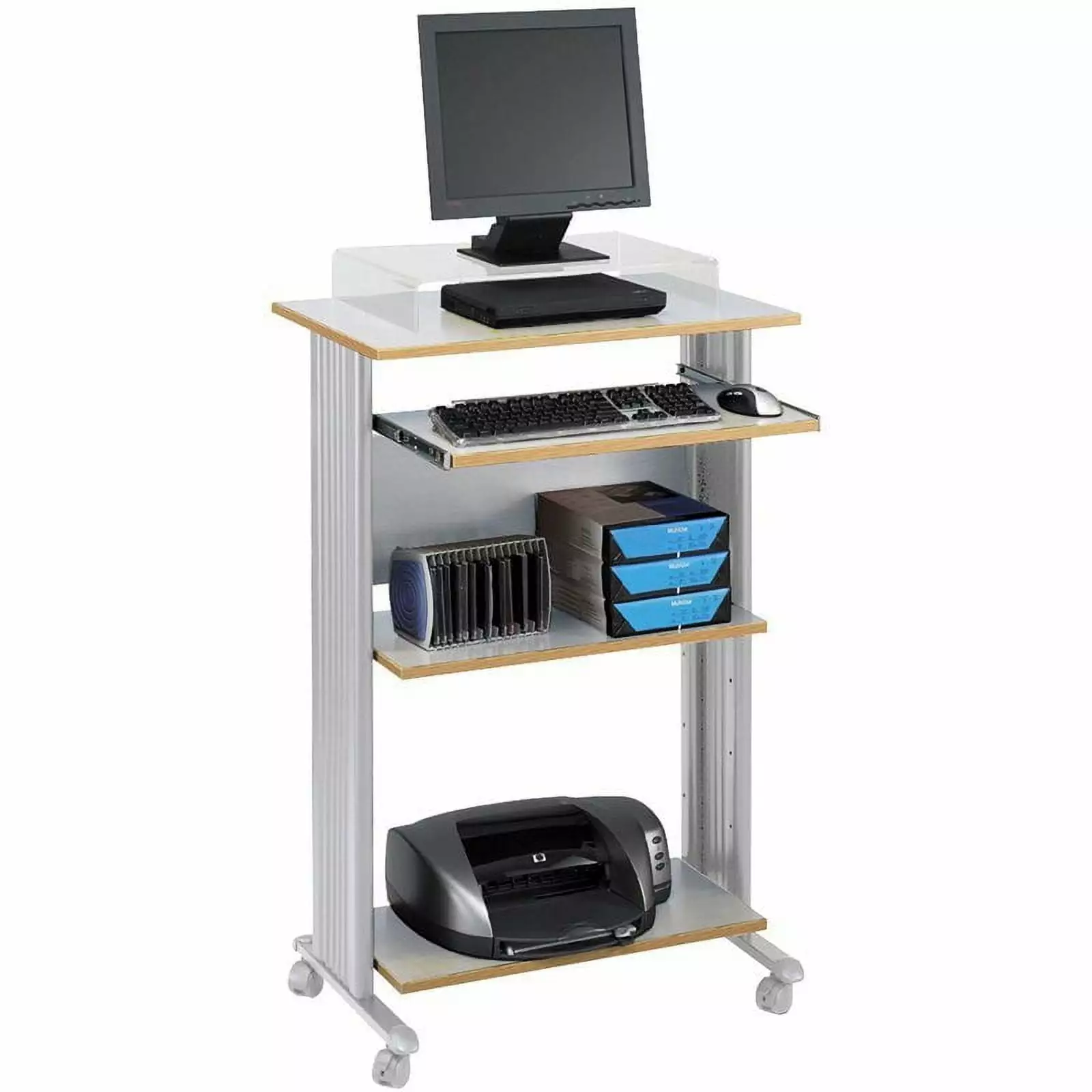 Scranton & Co Standing Wood Workstation Gray Adjustable Height