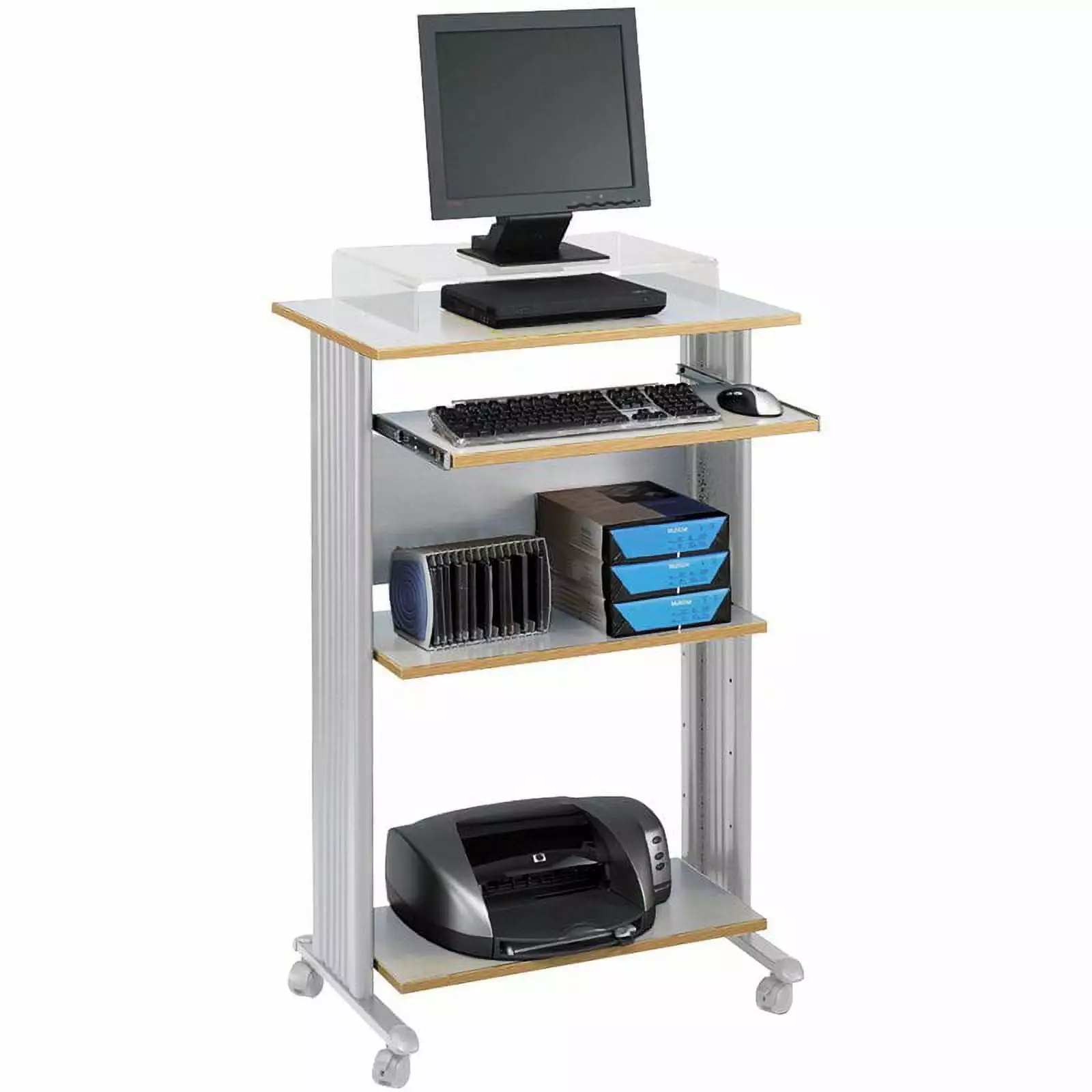 Scranton & Co Standing Wood Workstation Gray Modern Height Adjustable Office Desk