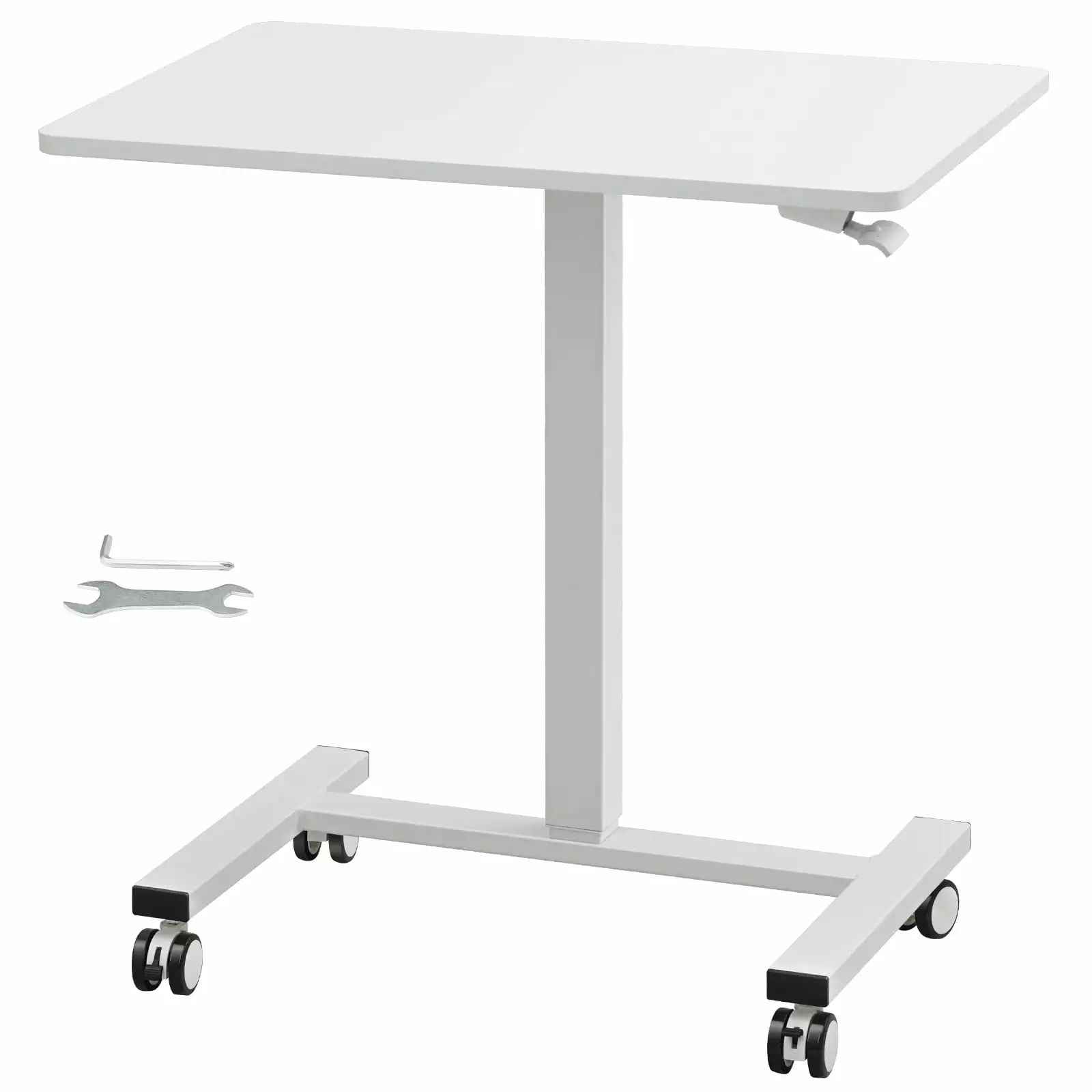 SKYSHALO 28-44 Gas-Spring Height Adjustable Sit-Stand Desk Mobile Standing Desk Swivel Wheels