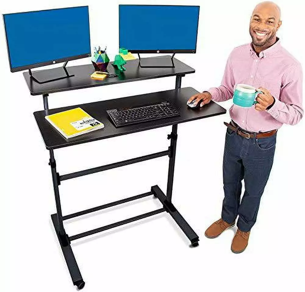 Stand Steady Tranzendesk Height Adjustable Mobile Teacher Desk Black