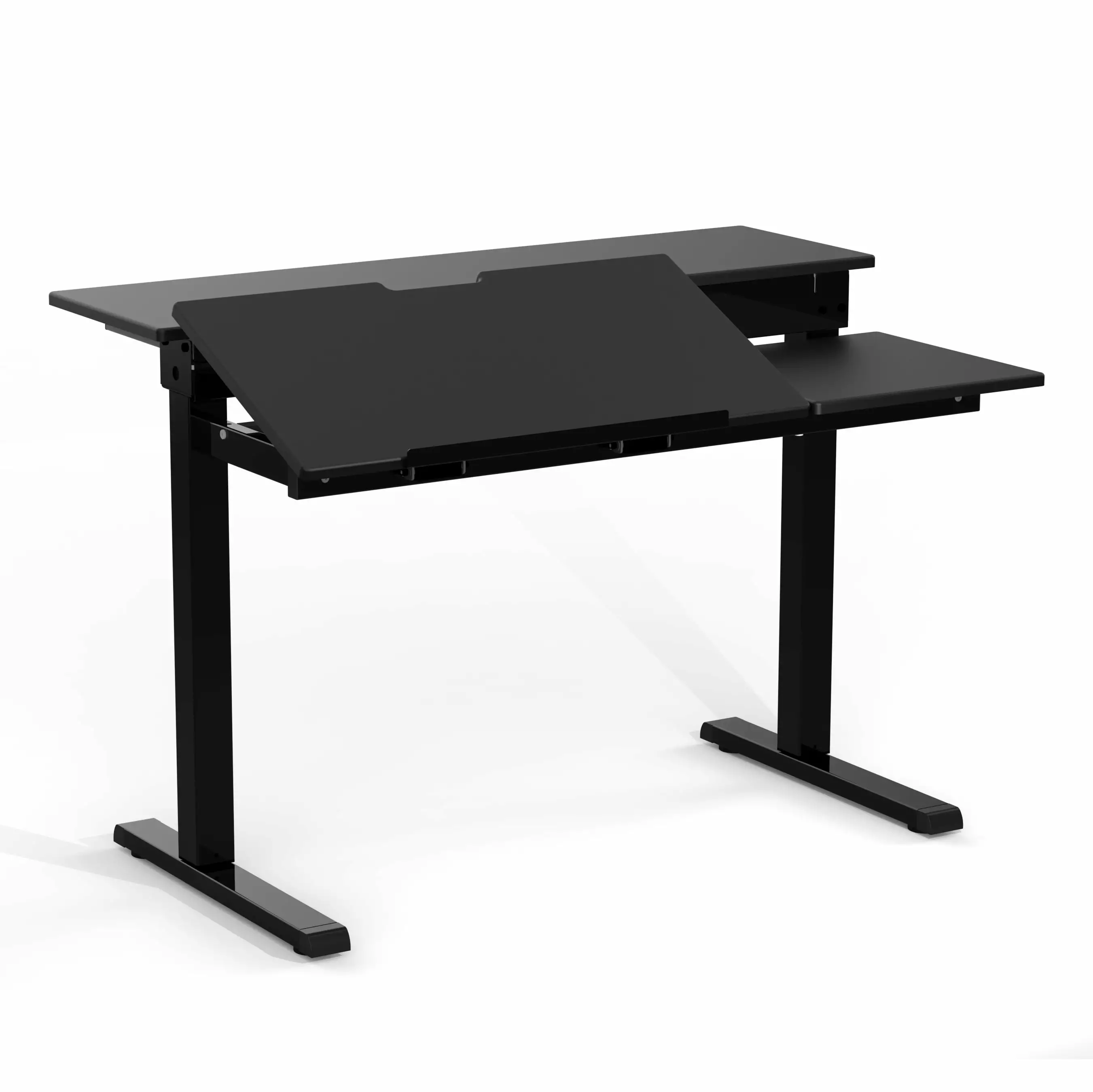 Stand Up Desk Store 40 Manual Adjustable Height Split Level Drafting Table Monitor Shelf