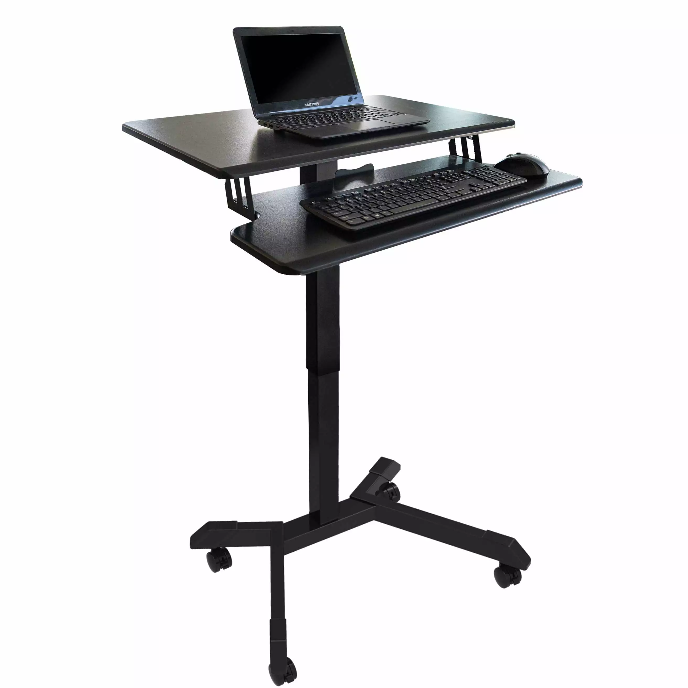 Stand Up Desk Store Pneumatic-Adjustable Two-Tier Compact Standing Desk Black