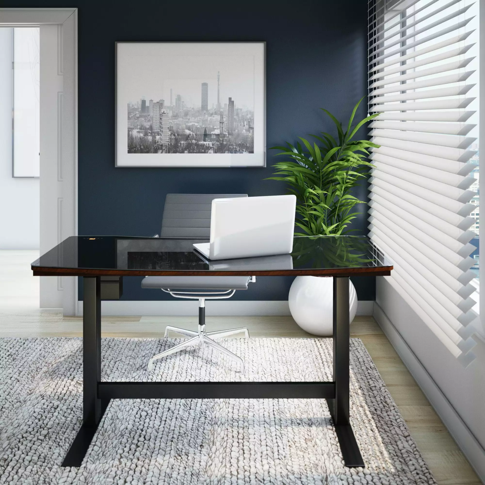 Uptown Loft Adjustable Height Desk - Meridian Cherry Finish Elegant Workspaces Twin Star Home