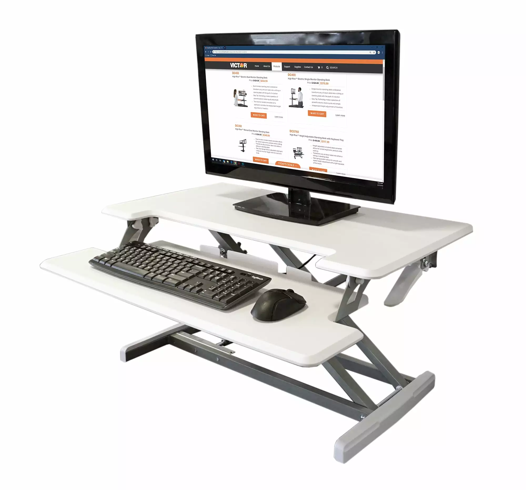 Victor High Rise Height Adjustable Compact Standing Desk Keyboard Tray Victor Technologies