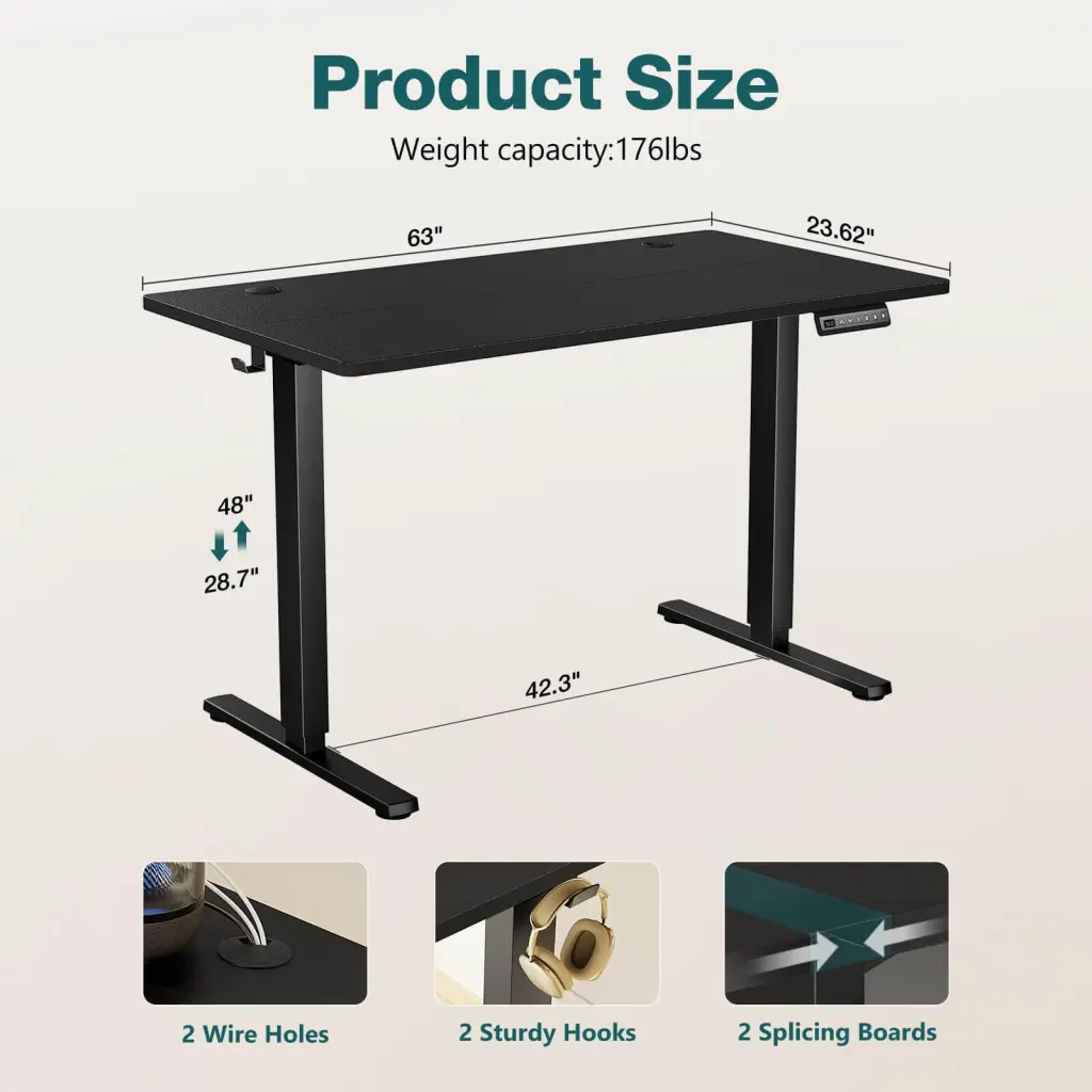 Electric Height Adjustable Standing Desk Sit To Stand Ergonomic Computer Desk Home Office w2201