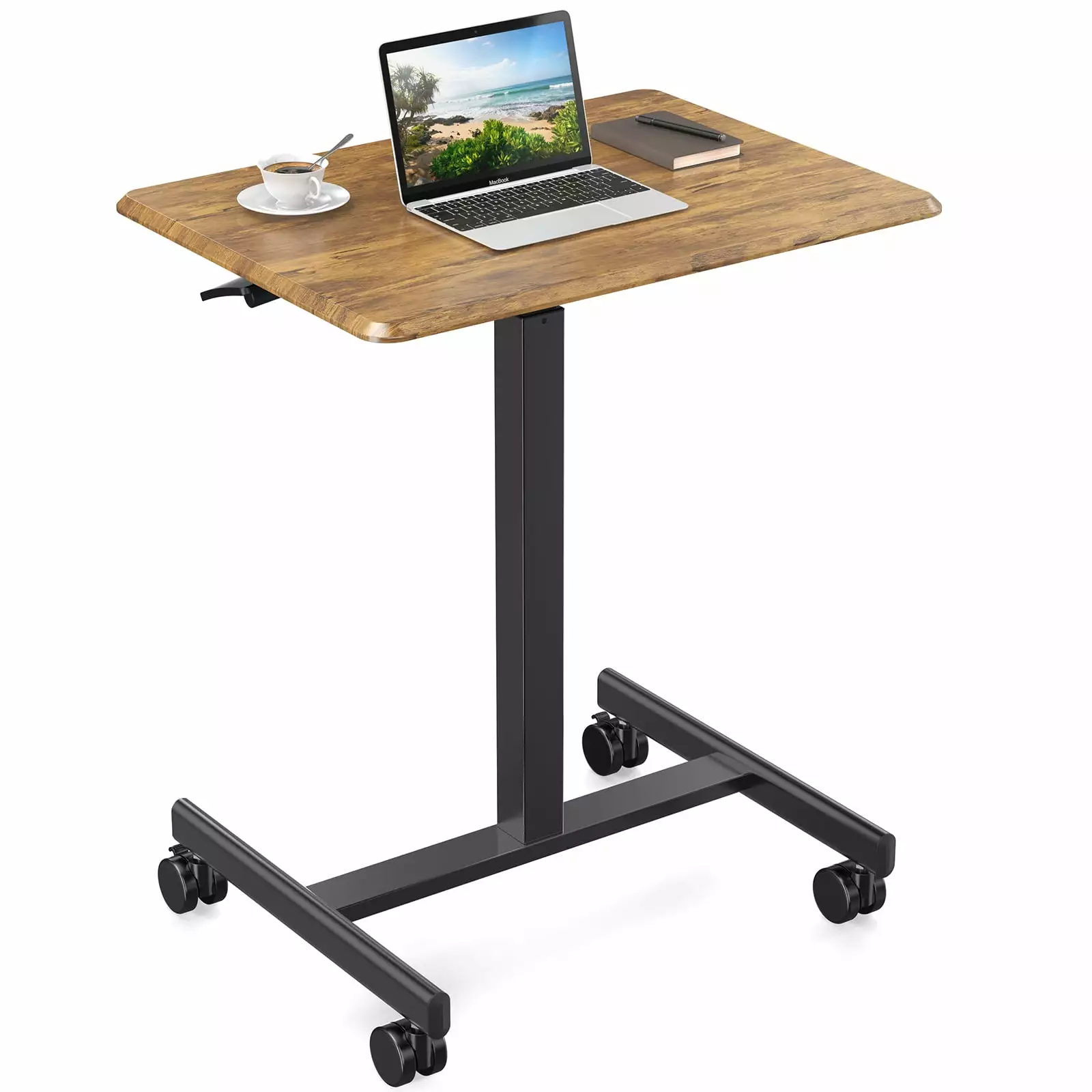 wOod-it Small Standing Desk Mobile Adjustable Height Computer Gaming Desk Wheels