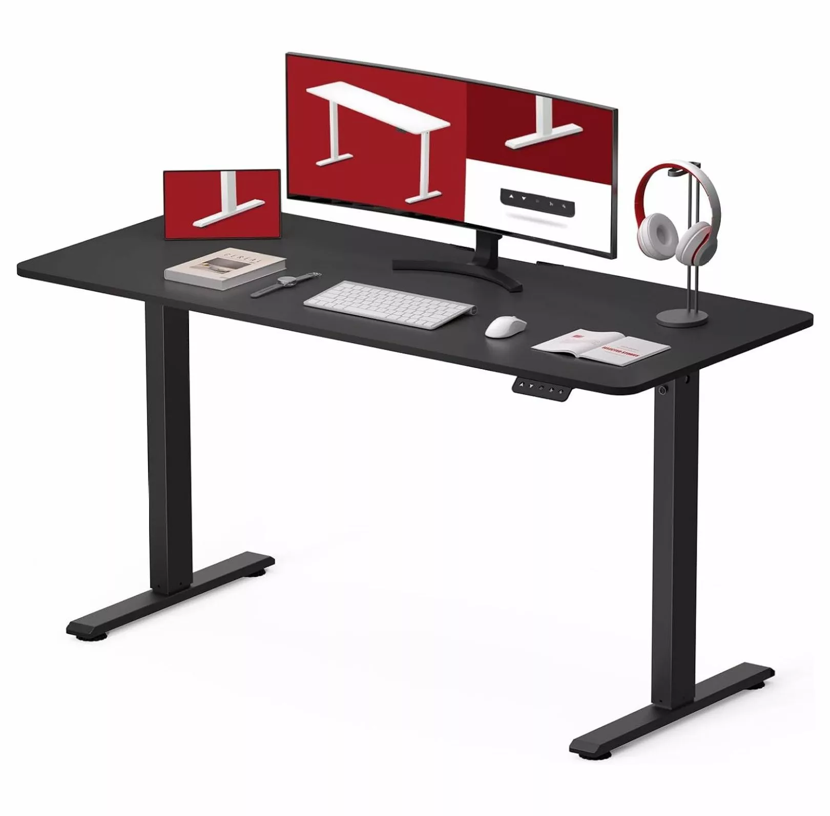 Yunwen Standing Desk Adjustable Height 55x24 Inch Memory Preset - Ergonomic Home Office Desk