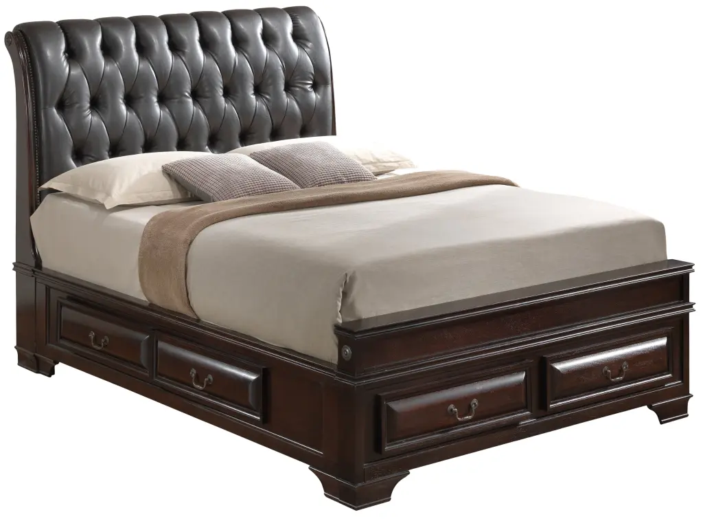 Lavita G8875E QB5 Queen Storage Bed Cappuccino Beige Particle Board Ample Space glory furniture
