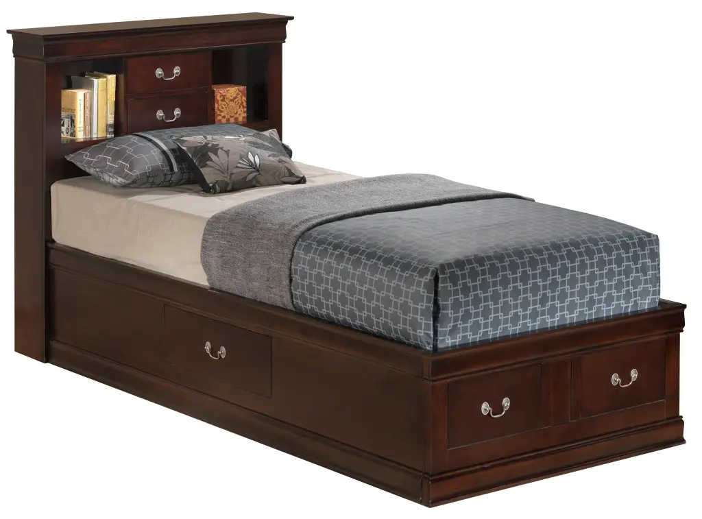 Louis Phillipe G3125B Twin Storage Bed Cappuccino Finish Box Spring glory furniture