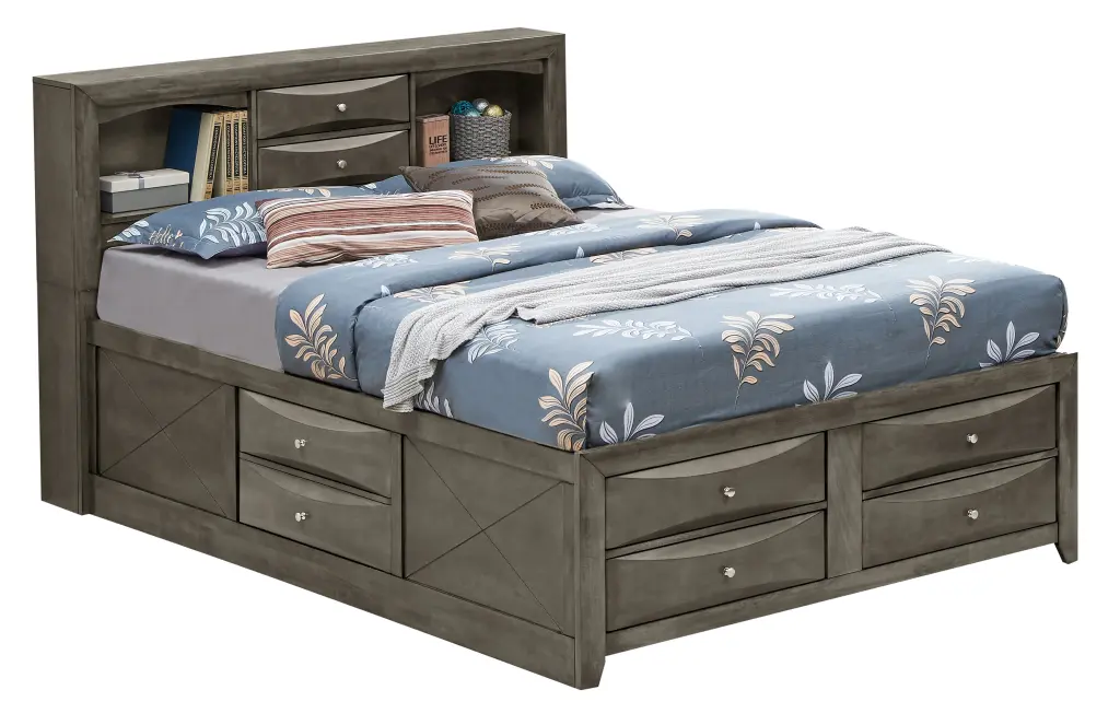 Marilla G1505G QSB3 Queen Storage Bed Gray Particle Board Modern Bedroom Furniture glory furniture