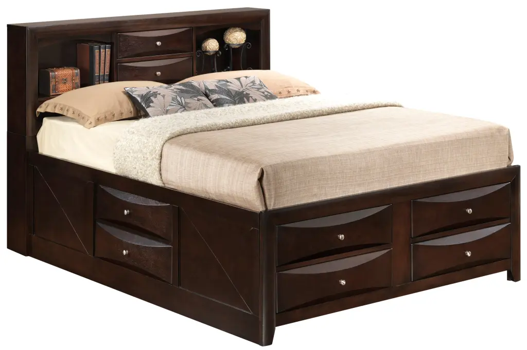 Marilla G1525G FSB3 Full Storage Bed Cappuccino Beige Particle Board Bedroom glory furniture