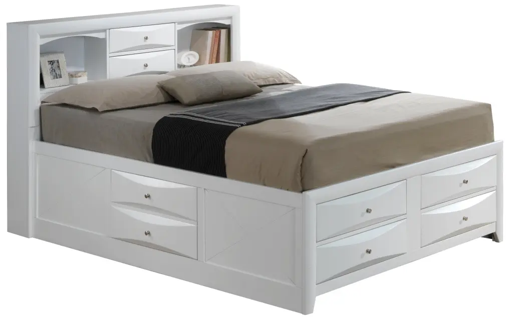 Marilla White Queen Storage Bed Particle Board Frame glory furniture
