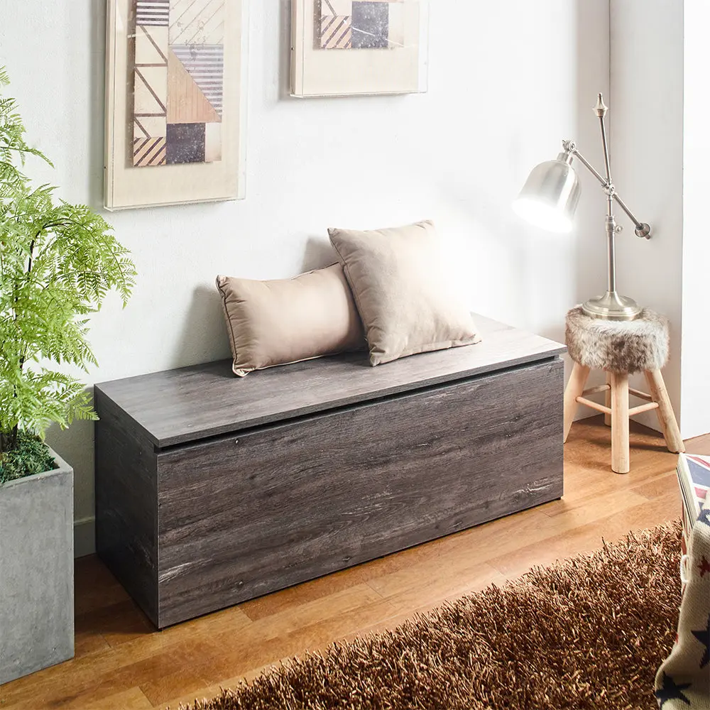 Dean Farmhouse Storage Bench Rustic Gray Solid Wood klair living