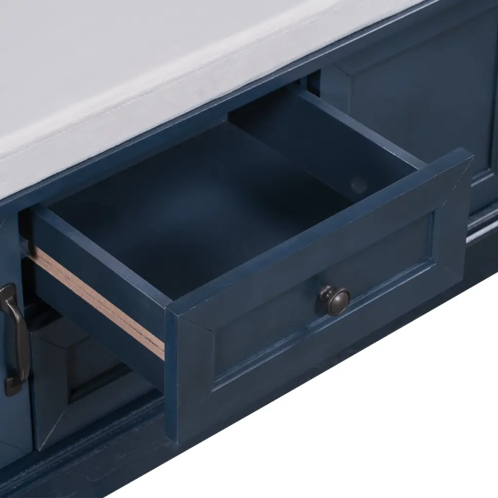 Storage Bench 2 Drawers and 2 Cabinets Shoe Bench Removable Cushion trexm