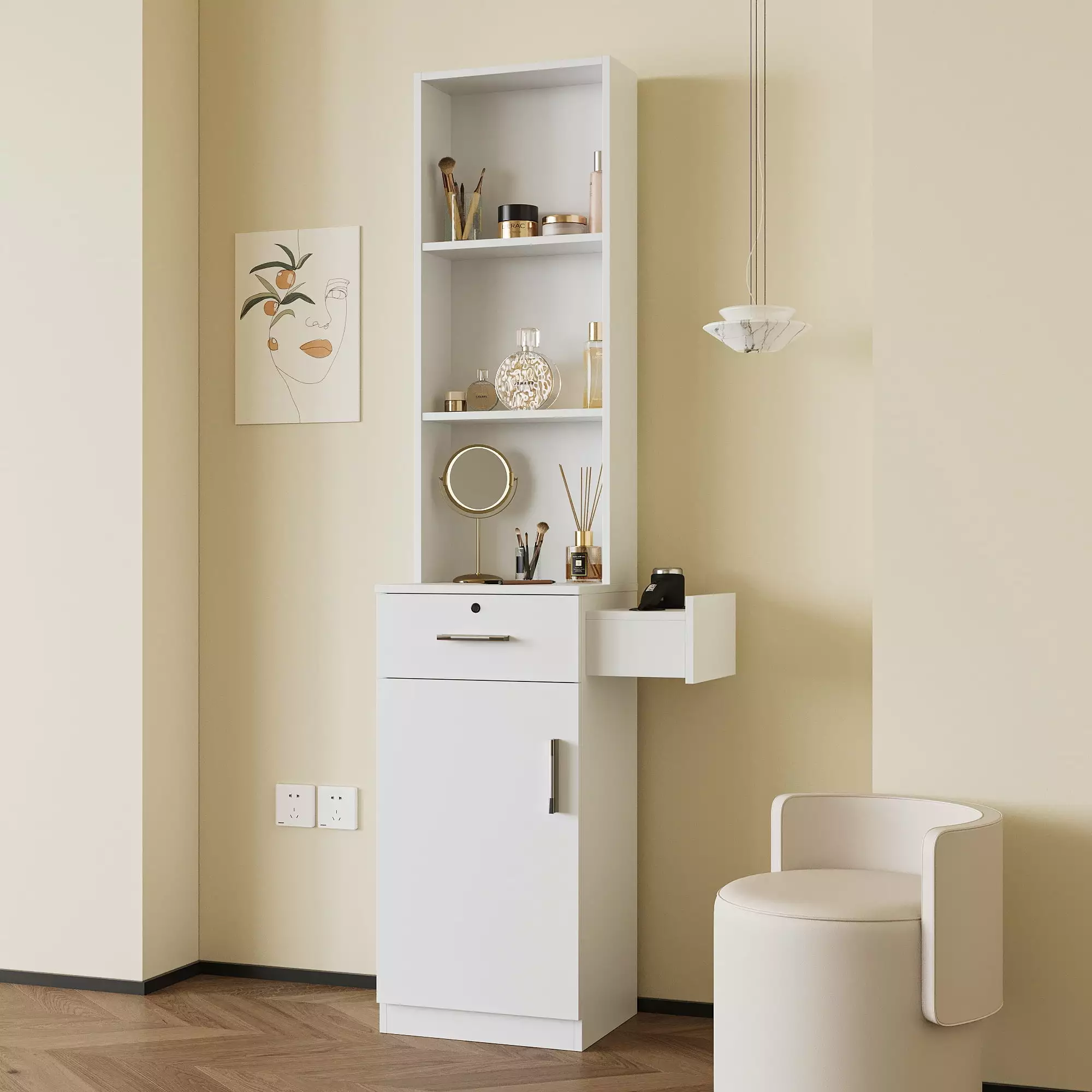 White Modern Simple Hair Desk Multi-Layer Storage Home Office BOSHILUN