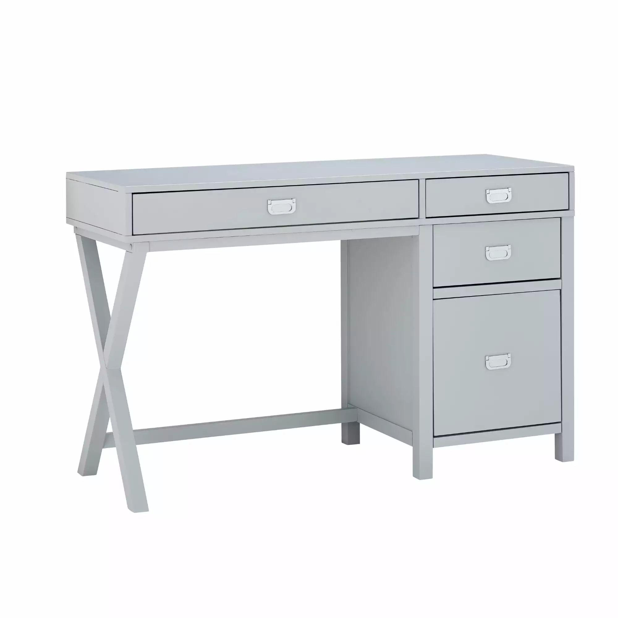 Contemporary Home Living Campaign Style Desk Side Storage - 48 - Gray - Space-Saving Office Desk