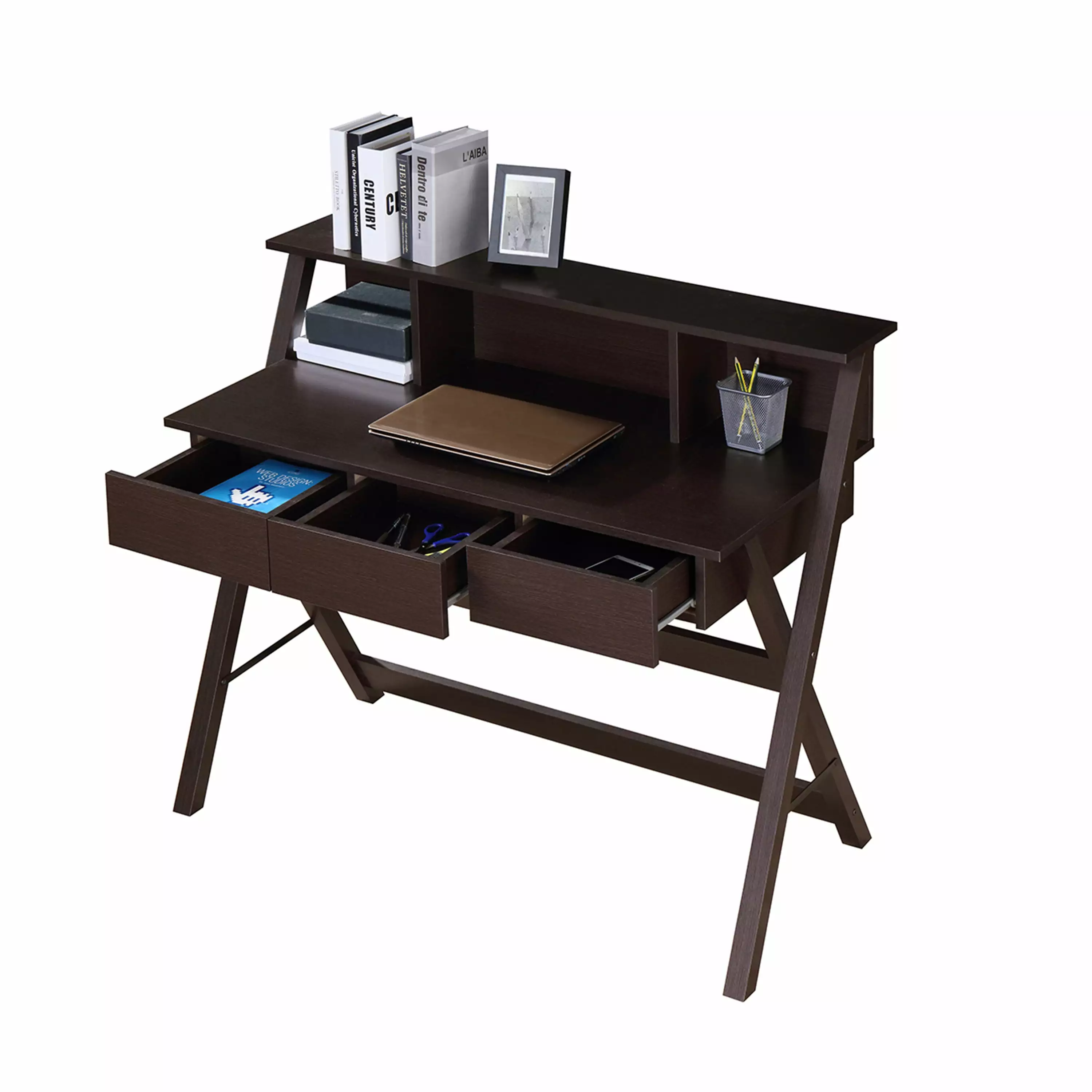 GIA Design Group Writing Desk Storage - Computer Desk 3 Drawers & Hutch Bedroom