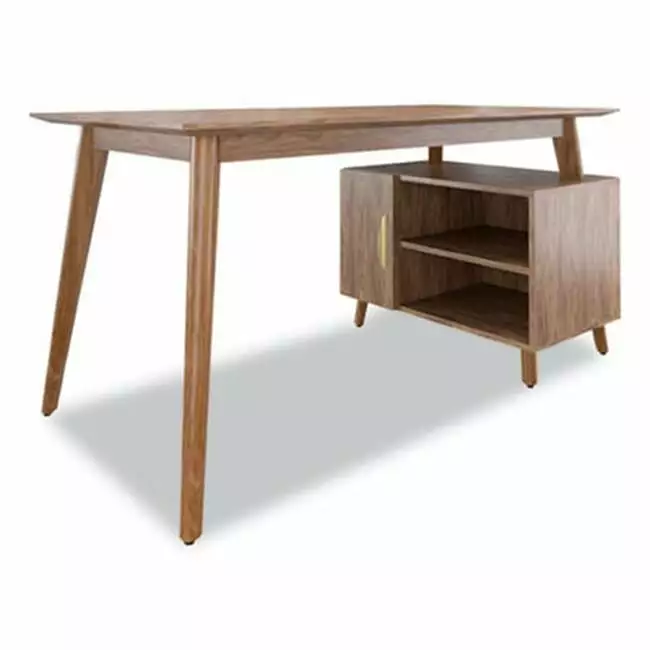60 Inch Wood Mid Mod Storage Desk Espresso Finish KD Marco de la cama
