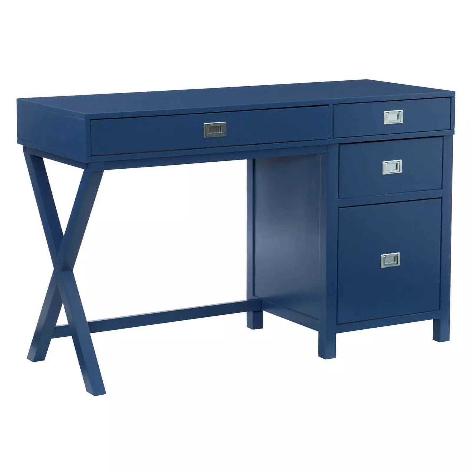 Pemberly Row 4 Drawers Modern Wood Side Storage Desk Navy Blue Home Office Furniture