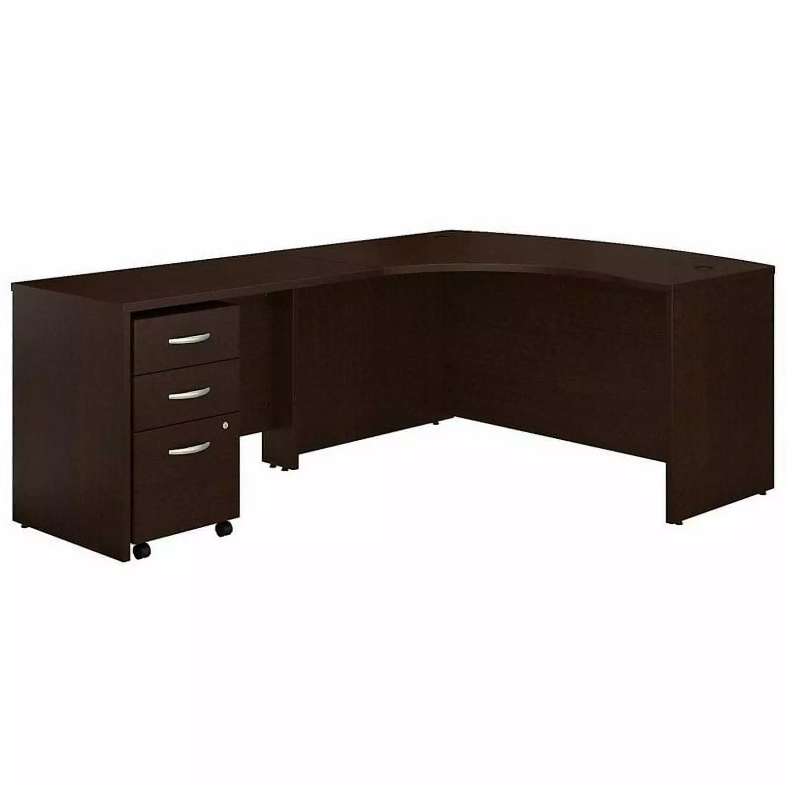 Scranton & Co 60 Left 3 Drawer L Shaped Desk Mocha Cherry Finish