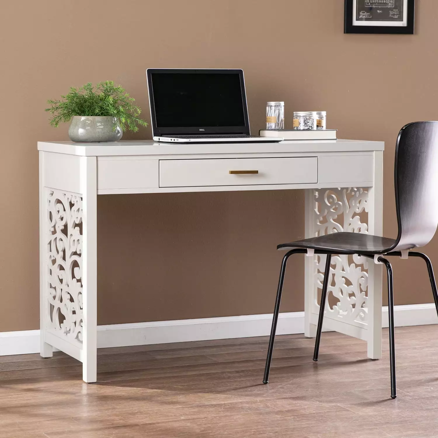 SEI Furniture Ivybridge Engineered Wood Desk Storage Light Gray Southern Enterprises