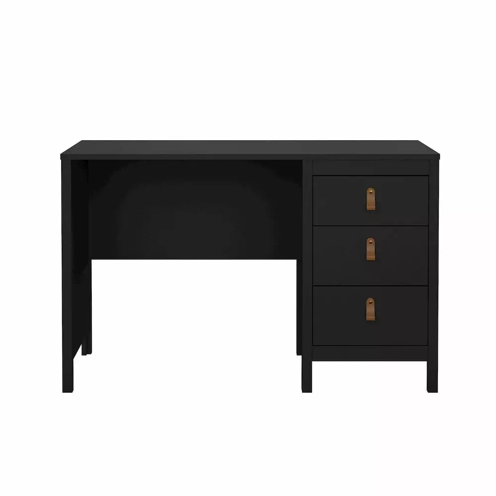 Tvilum Madrid Home Office Writing Desk 3 Storage Drawers Black Matte