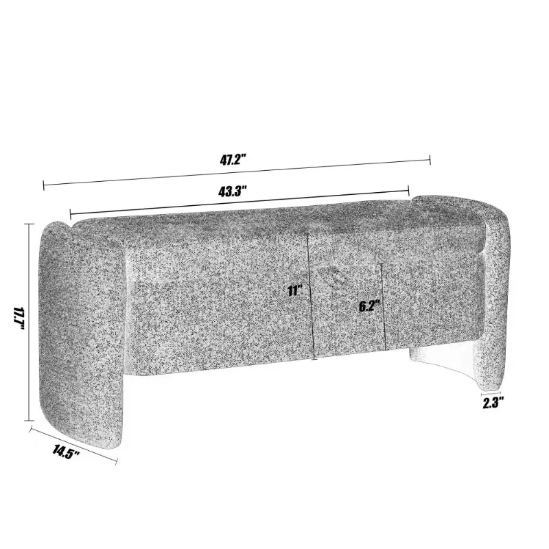 Oval Storage Ottoman Bench Large Storage Space Chenille Fabric angela