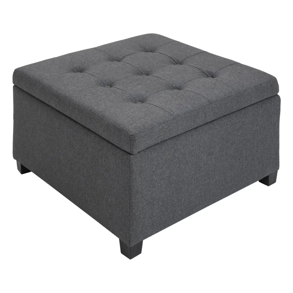 Homcom Fabric Tufted Storage Ottoman Flip Top Seat Lid Metal Hinge aosom business